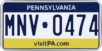 PA license plate MNV0474