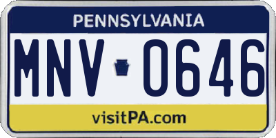 PA license plate MNV0646