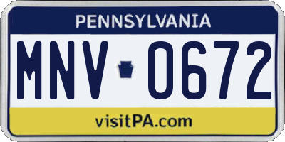PA license plate MNV0672
