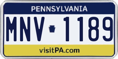 PA license plate MNV1189