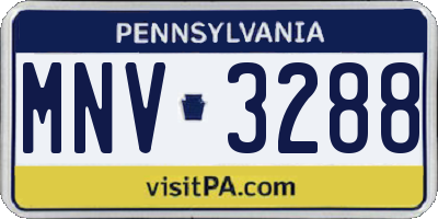 PA license plate MNV3288