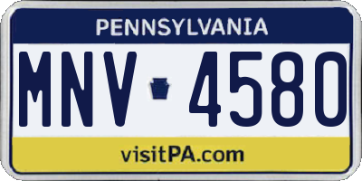 PA license plate MNV4580