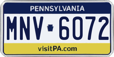 PA license plate MNV6072