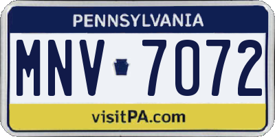 PA license plate MNV7072