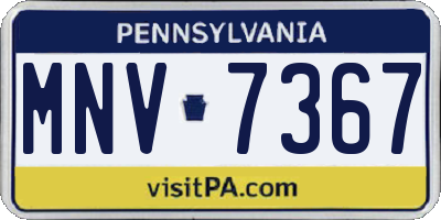PA license plate MNV7367