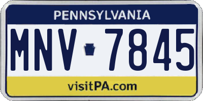 PA license plate MNV7845