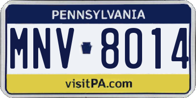 PA license plate MNV8014