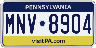 PA license plate MNV8904