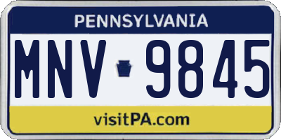 PA license plate MNV9845