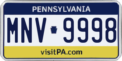 PA license plate MNV9998