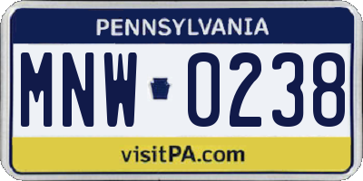 PA license plate MNW0238