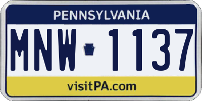 PA license plate MNW1137