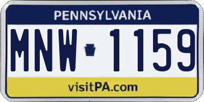 PA license plate MNW1159