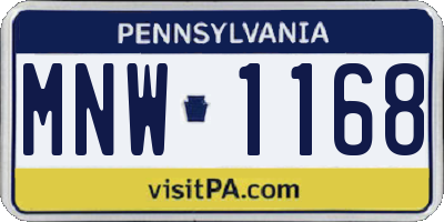 PA license plate MNW1168