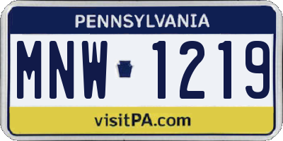 PA license plate MNW1219