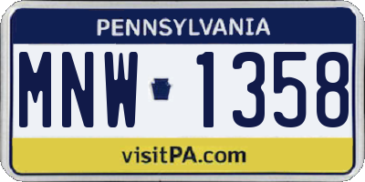 PA license plate MNW1358