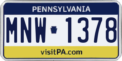 PA license plate MNW1378