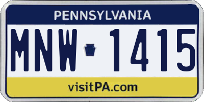 PA license plate MNW1415