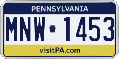 PA license plate MNW1453