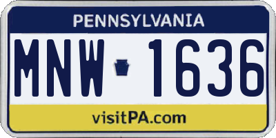 PA license plate MNW1636