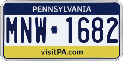 PA license plate MNW1682