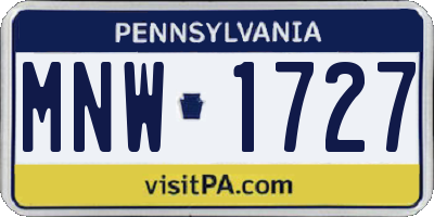 PA license plate MNW1727