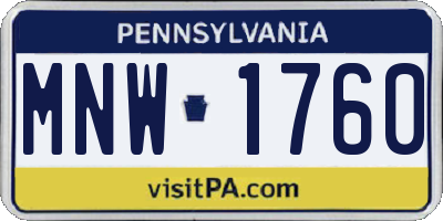 PA license plate MNW1760