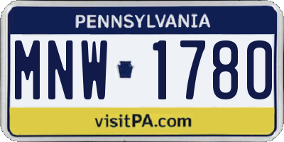 PA license plate MNW1780