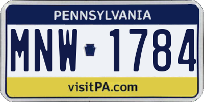 PA license plate MNW1784