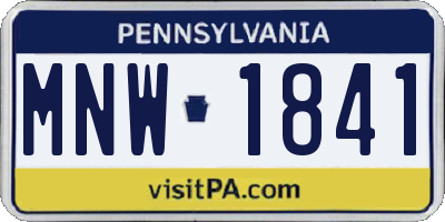 PA license plate MNW1841