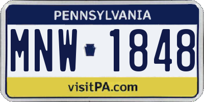 PA license plate MNW1848