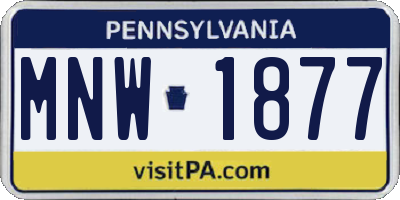 PA license plate MNW1877