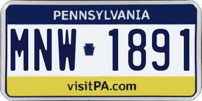 PA license plate MNW1891