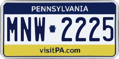 PA license plate MNW2225