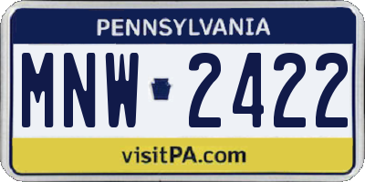 PA license plate MNW2422