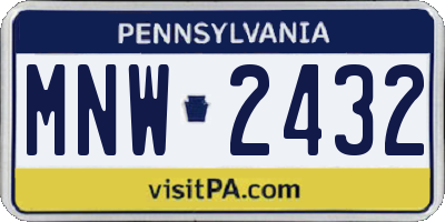 PA license plate MNW2432