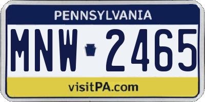 PA license plate MNW2465