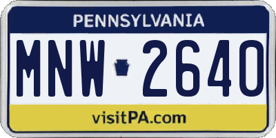PA license plate MNW2640