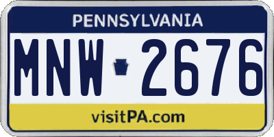 PA license plate MNW2676