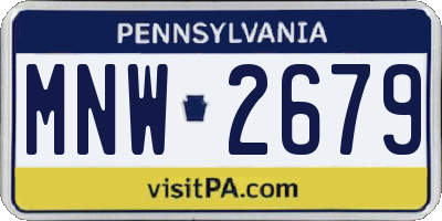 PA license plate MNW2679