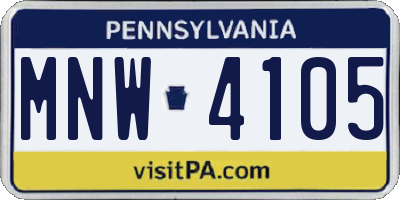 PA license plate MNW4105