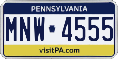 PA license plate MNW4555