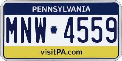PA license plate MNW4559