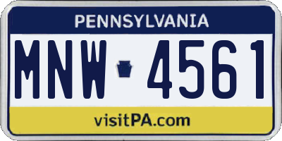 PA license plate MNW4561