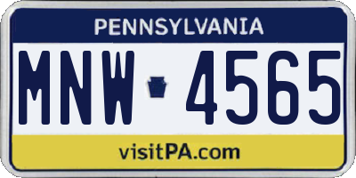 PA license plate MNW4565