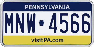 PA license plate MNW4566