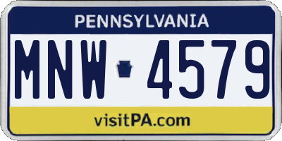 PA license plate MNW4579