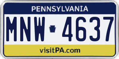 PA license plate MNW4637