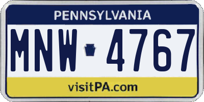 PA license plate MNW4767