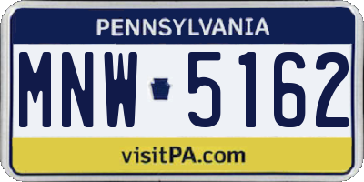 PA license plate MNW5162